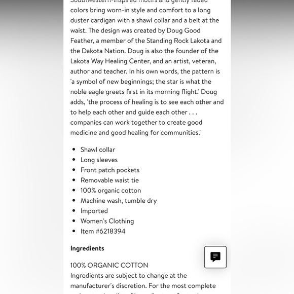 Faherty Paloma Organic Cotton Duster Cardigan - Picture 6 of 7